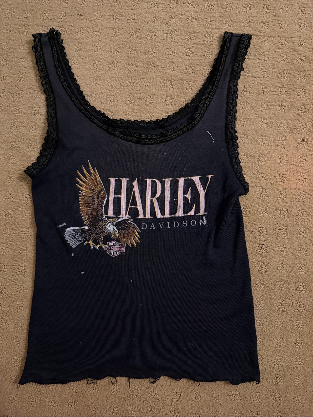 Vintage 80s Harley Davidson lace trim cami Collectors Piece